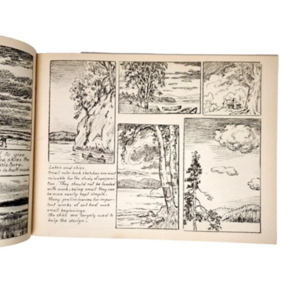 Victor Perard Drawing Sea & Sky1948 with Sketching Landscape 1947 RARE Vint Set - Picture 4 of 11